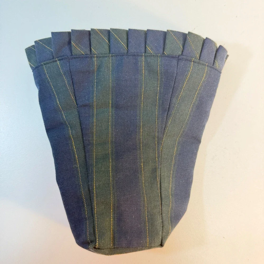 Longaberger Basket Liner Collectors Club 2001 Renewal Blue Green Striped Ruffle